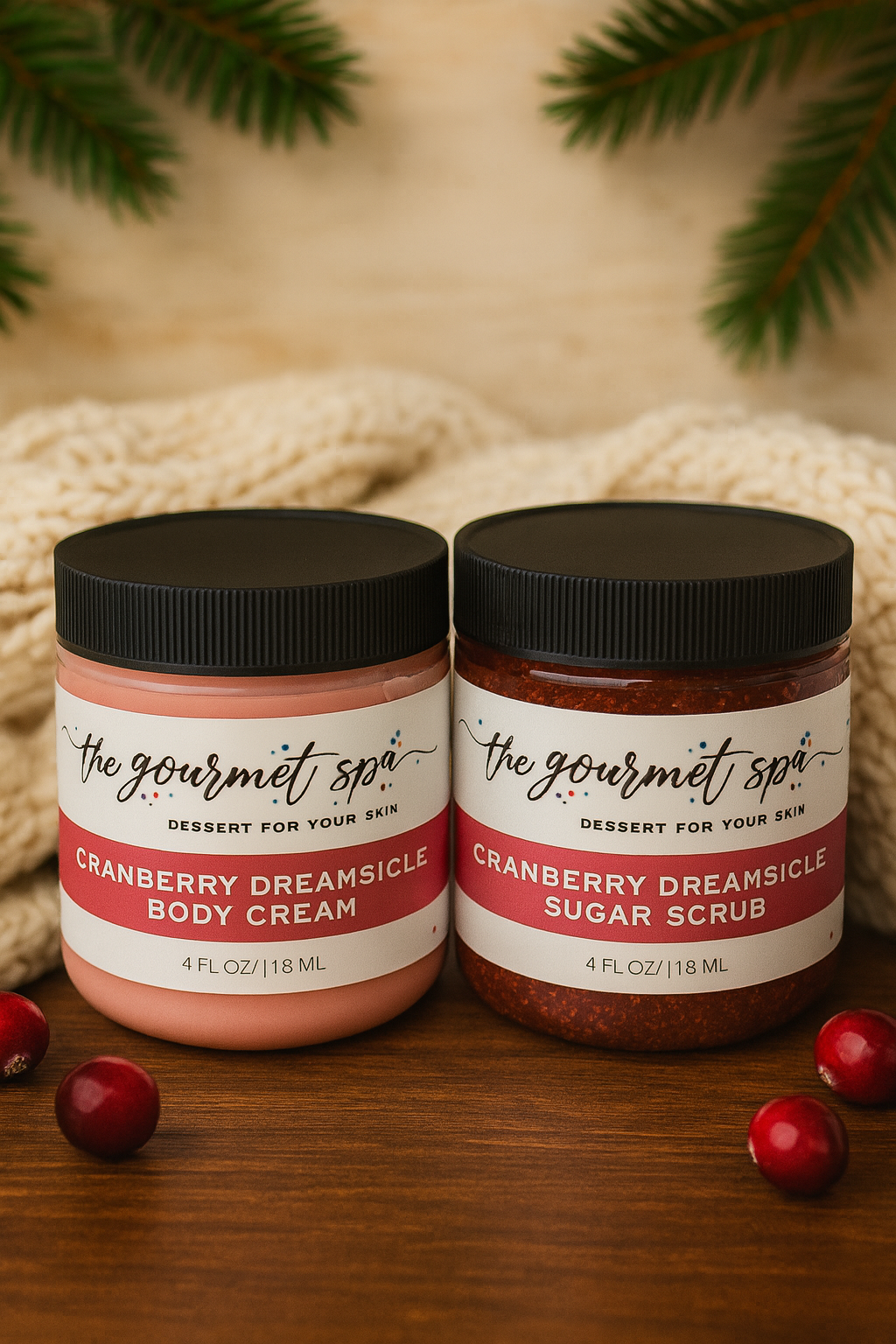 Cranberry Dreamsicle Winter Glow Gift Set – Body Cream + Sugar Scrub