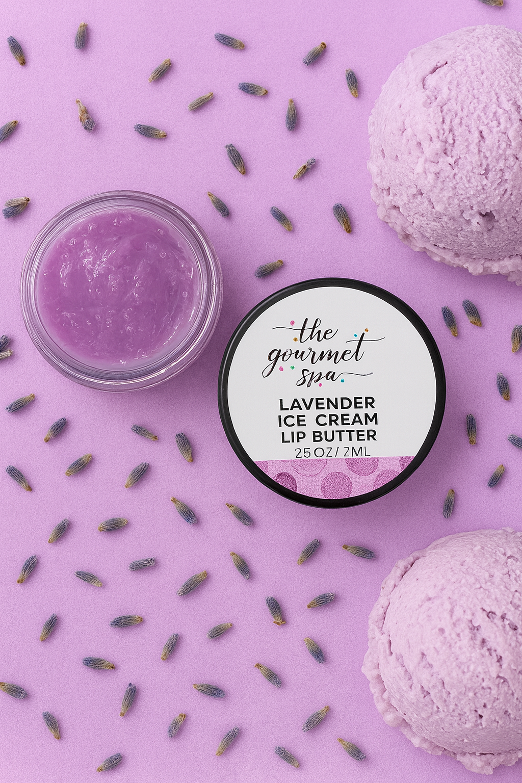 Lavender Ice Cream Lip Butter – Soothing Lavender Vanilla Lip Balm | The Gourmet Spa