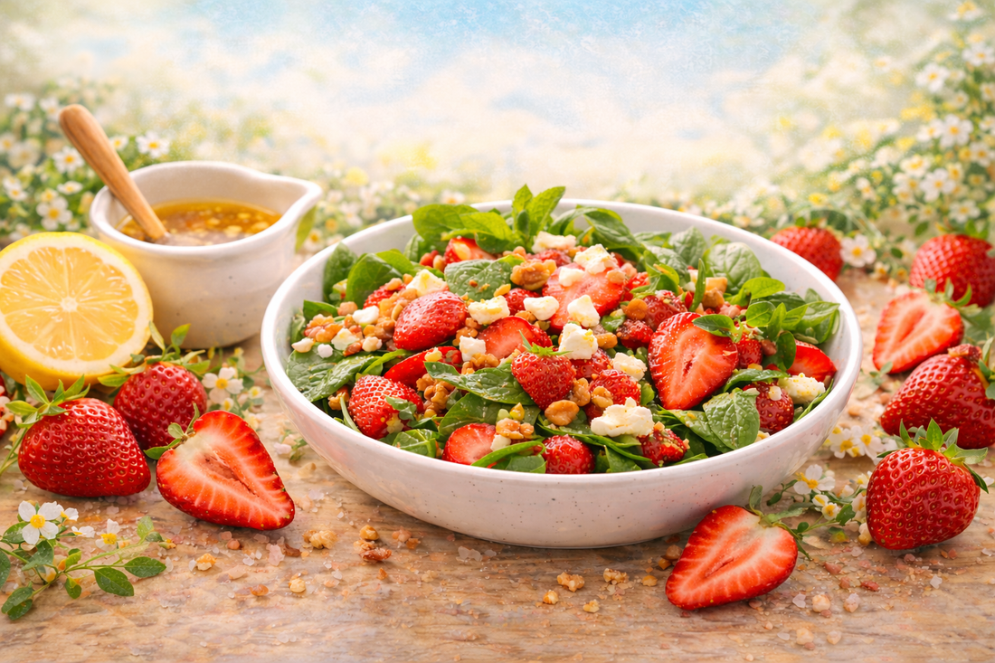 Strawberry Spinach Glow Salad with Honey Lemon Dressing