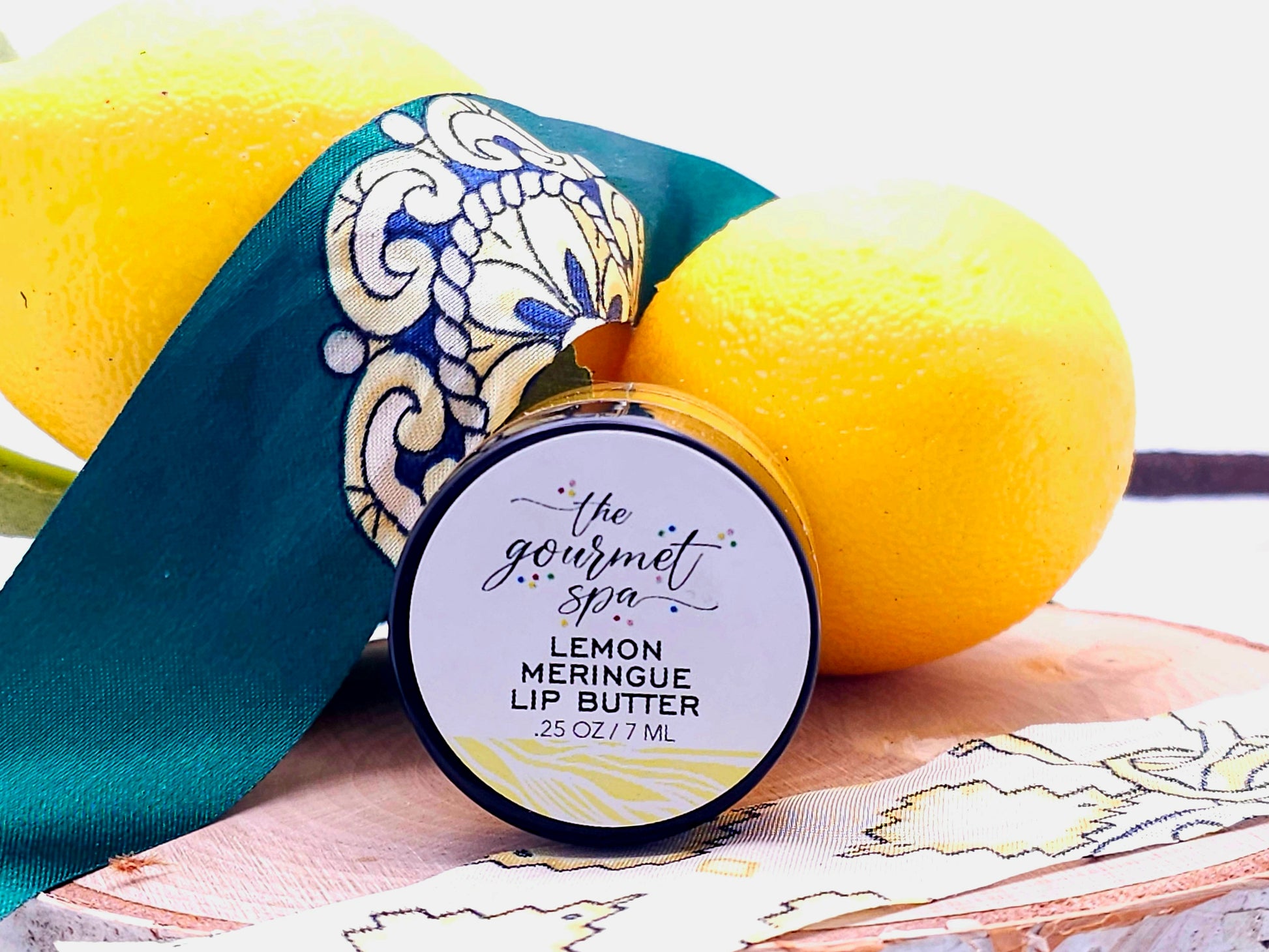 Our face care kit would not be complete without our Lemon Meringue Lip Butter.  This jar of lip butter will last a long time.  Made with real lemons, this butter is super moisturizing for your lips (and tastes great - if you like lemons).