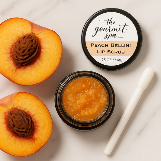 Peach Bellini Lip Scrub – Natural Peach Lip Exfoliator | The Gourmet Spa